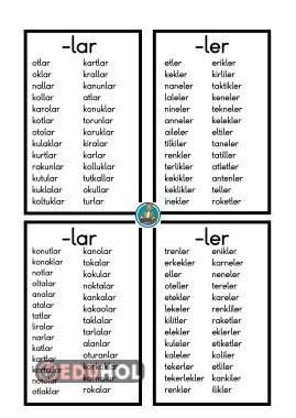 -LAR -LER EKLERİYLE TÜM KELİMELER