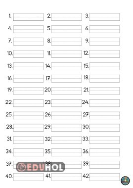 42 KELİMELİK DİKTE ÇALIŞMASI RENKSİZ