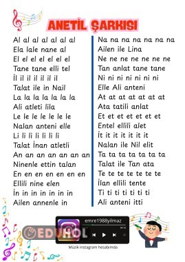 ANETİL ŞARKIYLA ÖĞREN. YAPAY ZEKA MÜZİKLİ