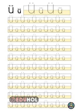 Büyük ve küçük ü 2 sayfa yazma etkinliği