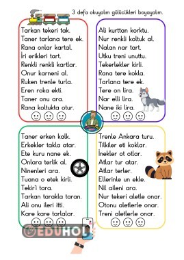 R SESİ OKUMA METİNLERİ. BOYAMALI RENKLİ