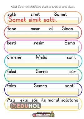 S SESİ-KURALLI CÜMLE KURMA ETKİNLİĞİ