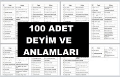 100 ADET DEYİM VE ANLAMLARI