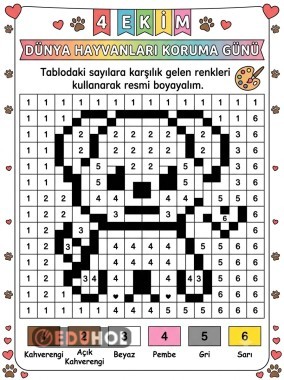 4 Ekim Hayvanları Koruma Günü boyama sayfaları