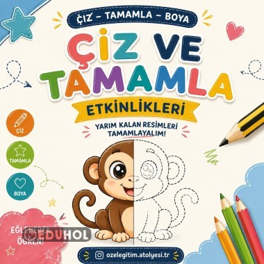 HEM ÇİZGİ ÇALIŞMASI HEM BOYAMA 4 SAYFA