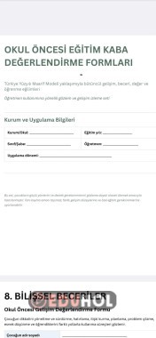 OKUL ÖNCESİ MAARİF MODEL KABA DEĞERLENDİRME FORMLARI 39 SAYFA