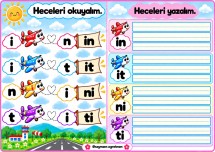 İ sesi okuma ve yazma sayfası