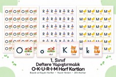 1. SINIF OKURIM GRUBU | DEFTERE YAPIŞTIRMALIK RESİMLİ HARF KARTLARI (BÜYÜK–KÜÇÜK)