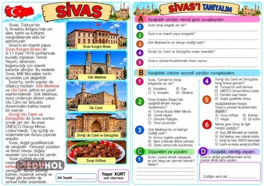 OKUMA METİNLERİ  ŞEHİRLER (SİVAS)