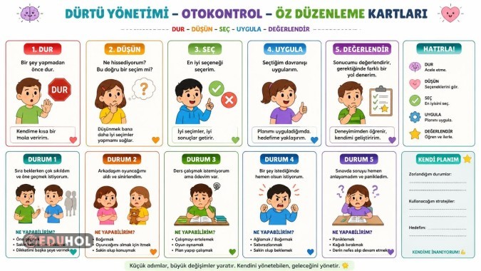 Dürtü Yönetimi Oto Kontrol Kartları (Okul öncesi & İlkokul) Rehberlik Servisi