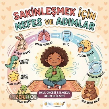 Nefes Çeşitleri & Sakinleşme Teknikleri Rehberlik Seti (Okul Öncesi & 1, 2, 3, 4. Sınıf)