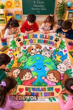 4 Ekim Hayvanlari Koruma Günü Renkli ve Renksiz pano