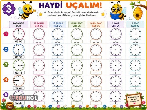 saatler Çeyrek geçe-kala ödev