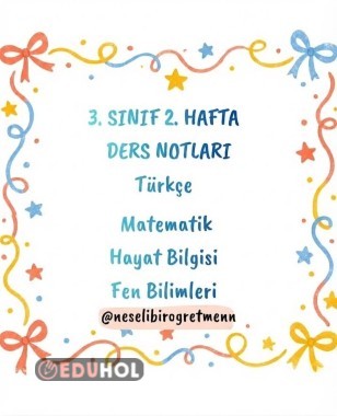 3. Sınıf 2. Hafta Ders Notları