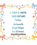 3. Sınıf 2. Hafta Ders Notları