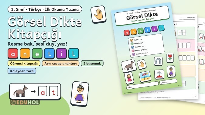 Görsel Dikte Kitapçığı 1. Sınıf a n e t i l | Resimli Dikte + Cevap Anahtarı