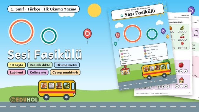 O Sesi Etkinlikleri 1. Sınıf | Fasikül, Okuma Metni, Resimli Dikte (10 Sayfa)