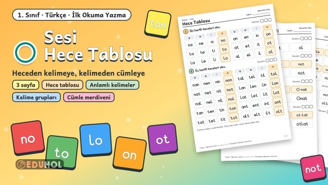 O Sesi Hece Tablosu 1. Sınıf | Hece, Kelime, Cümle Okuma – Akıcı Okuma