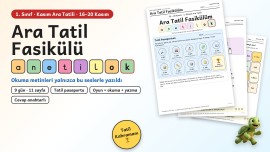 Ara Tatil Fasikülü 1. Sınıf a n e t i l o k | K Sesi 9 Günlük Ödev + Cevap