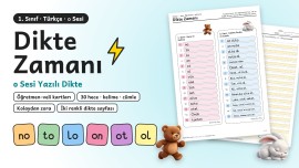 O Sesi Dikte 1. Sınıf | Yazılı Dikte Kartları + İki Renkli Dikte Sayfası