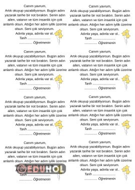 1.Sınıf Çizgili Defter İsim Etkinliği