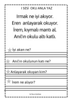 I SESİ OKU-ANLA-YAZ ETKİNLİĞİ