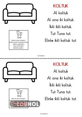 K harfi KOLTUK okuma metni
