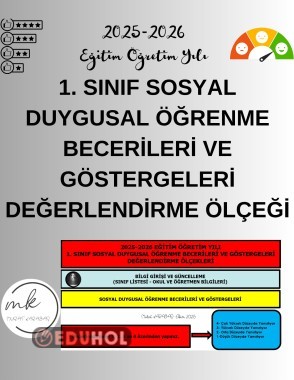1. Sınıf Sosyal Duygusal öğrenme Becerileri Ve Göstergeleri Değerlendirme Ölçeği