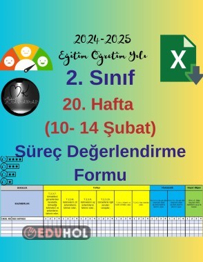 2. Sınf 20. Hafta Türkçe-Matematik- Hayat Bilgisi Haftalık Süreç Değerlendirme Formu