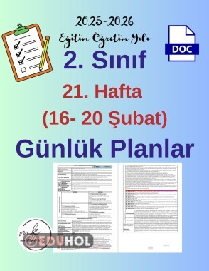 2. Sınıf 21. Hafta (16- 20 Şubat) Günlük Ders Planları