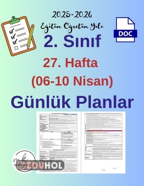 2. Sınıf 27. Hafta (06- 10 Nisan) Günlük Ders Planları