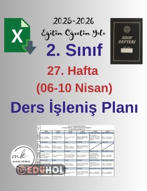 2. Sınıf 27. Hafta (06- 10 Nisan) Haftalık Ders İşleniş Planı