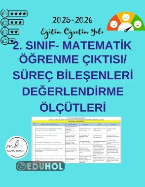 2. Sınıf Matematik Öğrenme Çıktıları / Süreç Bileşenleri Değerlendirme Ölçütleri