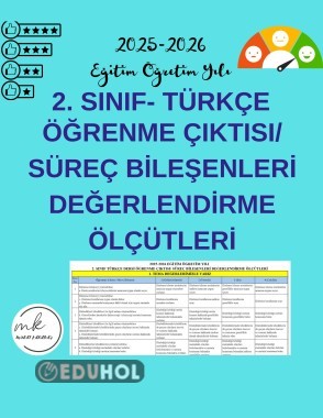 2. Sınıf Tükçe Öğrenme Çıktıları / Süreç Bileşenleri Değerlendirme Ölçütleri