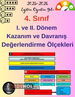 4. Sınıf 1 ve 2. Dönem Tüm Dersler Kazanım, Davranış Değerlendirme Ölçeği