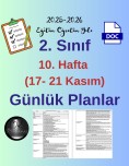 2. Sınıf 10. Hafta (17- 21 Kasım) Günlük Ders Planları