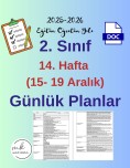 2. Sınıf 14. Hafta (15- 19 Aralık) Günlük Ders Planları