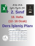 2. Sınıf 18. Hafta (12- 16 Ocak) Haftalık Ders İşleniş Planı