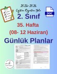 2. Sınıf 35. Hafta (08- 12 Haziran) Günlük Ders Planları