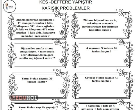 Karışık Problemler · Eduhol - Etkinlik İndir Oyun Oyna Test Çöz Video İzle