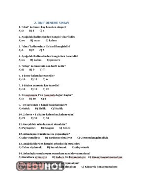 15 Soruluk Deneme Sınavı