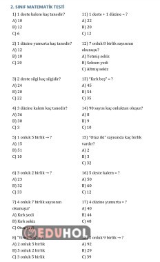 Onluk, Birlik,Deste ve Düzine Testi