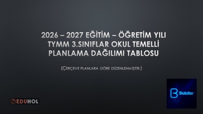 3.SINIF TYMM OKUL TEMELLİ PLANLAMA DAĞILIM TABLOSU