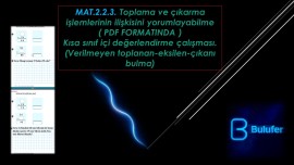 2.SINIF TOPLAMA VE ÇIKARMA İŞLEMLERİ ARASINDAKİ İLİŞKİ