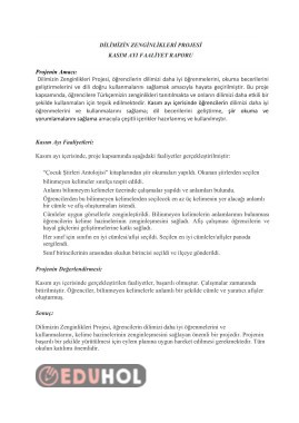 DİLİMİZİN ZENGİNLİKLERİ KASIM FAALİYET RAPORU