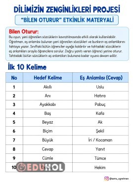 DİLİMİZİN ZENGİNLİKLERİ PROJESİ