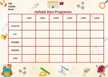 Öğrencilerimizin severek kullanacağı  haftalık ders programı şablonu