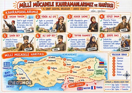 MİLLİ MÜCADELE KAHRAMANLARI VE HARİTASI