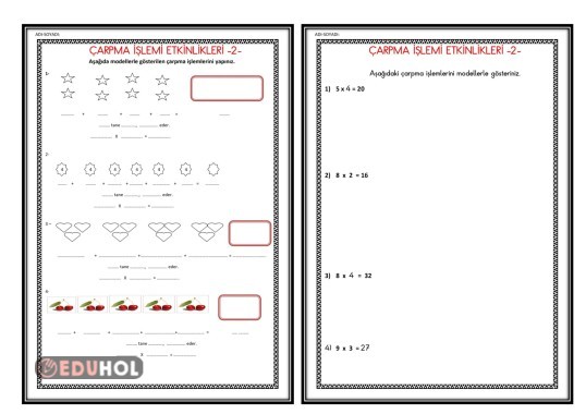 ÇARPMA İŞLEMİ MODELLEME ETKİNLİKLERİ-2-(Defter Çalışması)