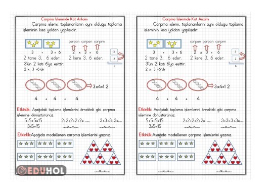 Çarpma İşleminin Kat Anlamı(Defter Çalışması)
